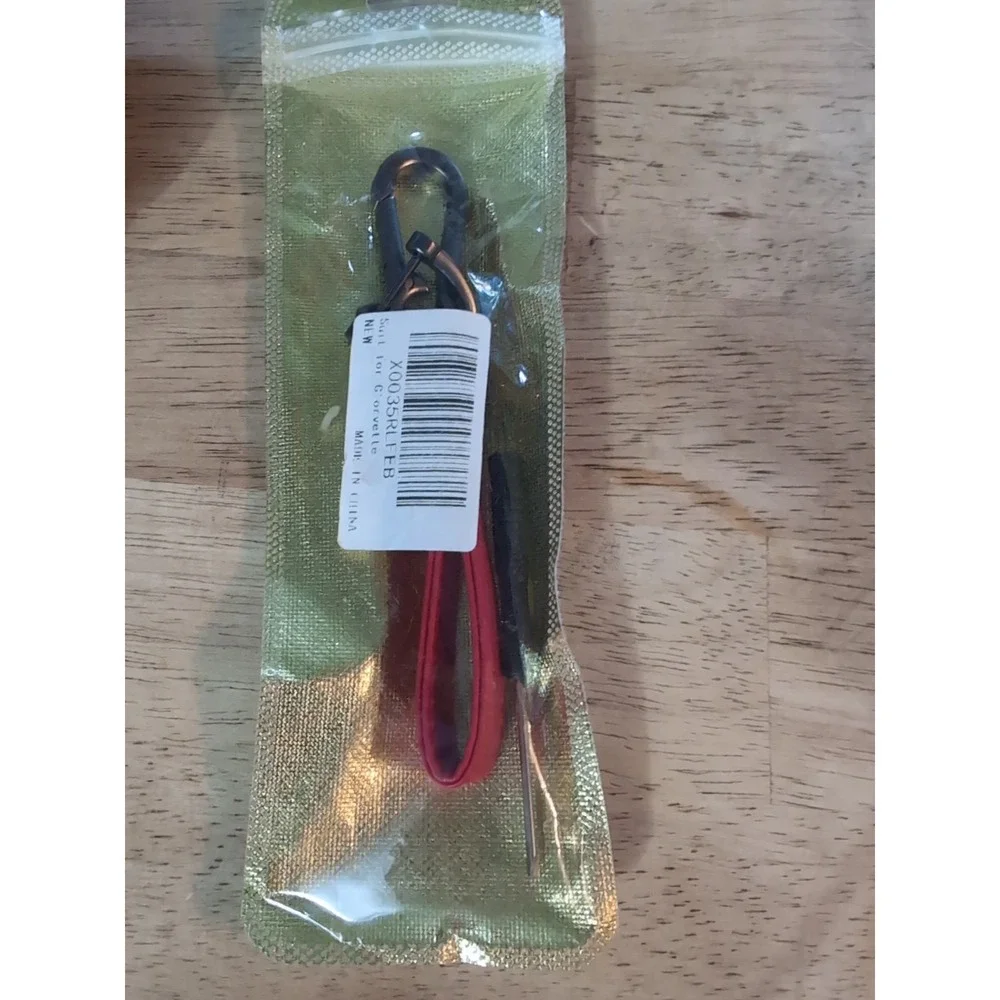 Corvette Keychain Red Strap‎ with Screwdriver and Metal Clip